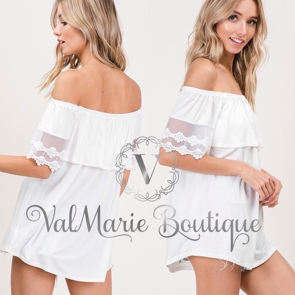Off shoulder Womens lace accent top - Picture 5 of 5